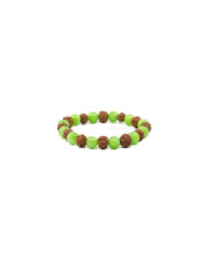 Pulseira Rudraksha +Ágata verde 1unid