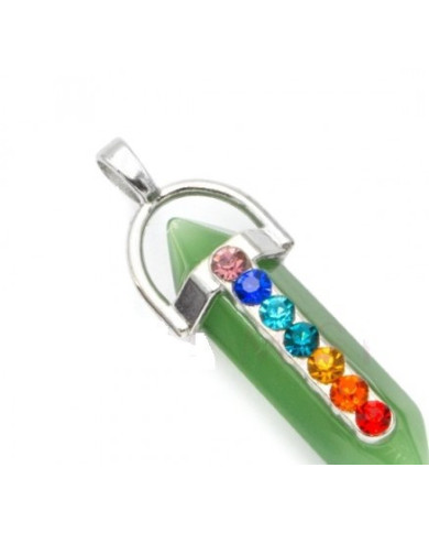 COLAR COM PENDENTE BALA CHAKRAS - QUARTZO VERDE