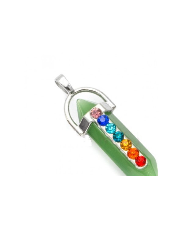 COLAR COM PENDENTE BALA CHAKRAS - QUARTZO VERDE