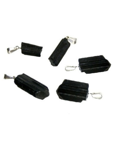 Colar fio couro com pendente Turmalina em bruto 1un