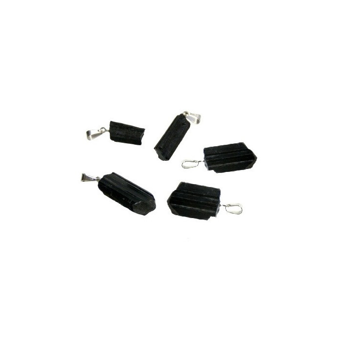 Colar fio couro com pendente Turmalina em bruto 1un