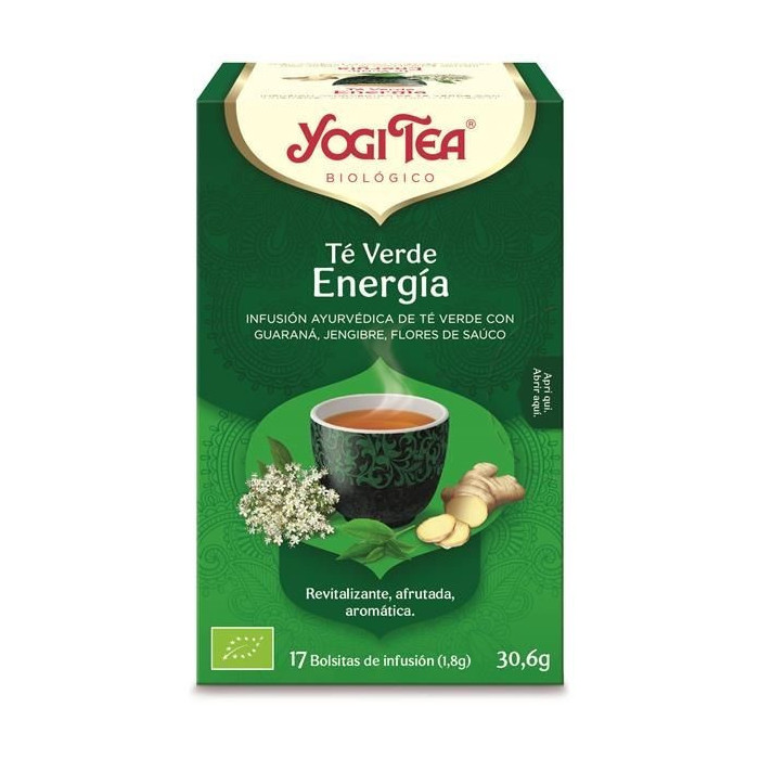 YOGI TEA INFUSÃO CHÁ VERDE BIO ENERGIA 17 SAQUETAS