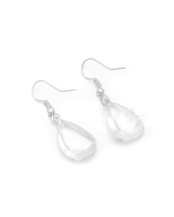 Brincos Gancho Lágrima - Quartzo Cristal Par