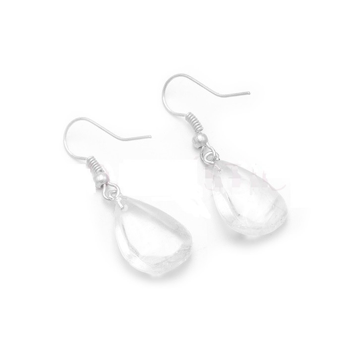 Brincos Gancho Lágrima - Quartzo Cristal Par