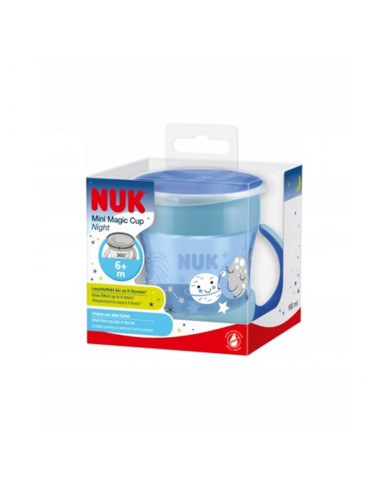 NUK Mini Magic Cup Night Azul, 160 ml, brilha no escuro