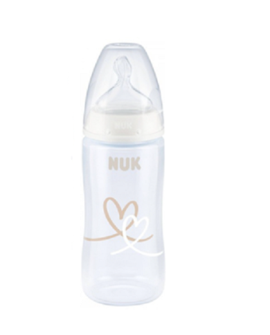 NUK BIBERÃO CHOICE SILICONE INDICAÇÃO TEMPERATURA BRANCO  0-6M 300 ML