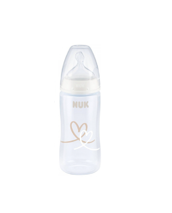 NUK BIBERÃO CHOICE SILICONE INDICAÇÃO TEMPERATURA BRANCO  0-6M 300 ML