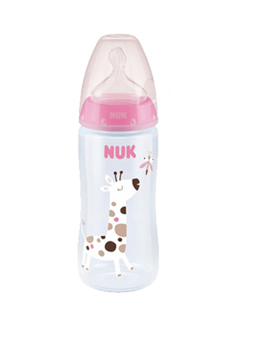 NUK CHOICE BIBERÓN SILICONA INDICADOR TEMPERATURA JIRAFA 0-6M 300 ML