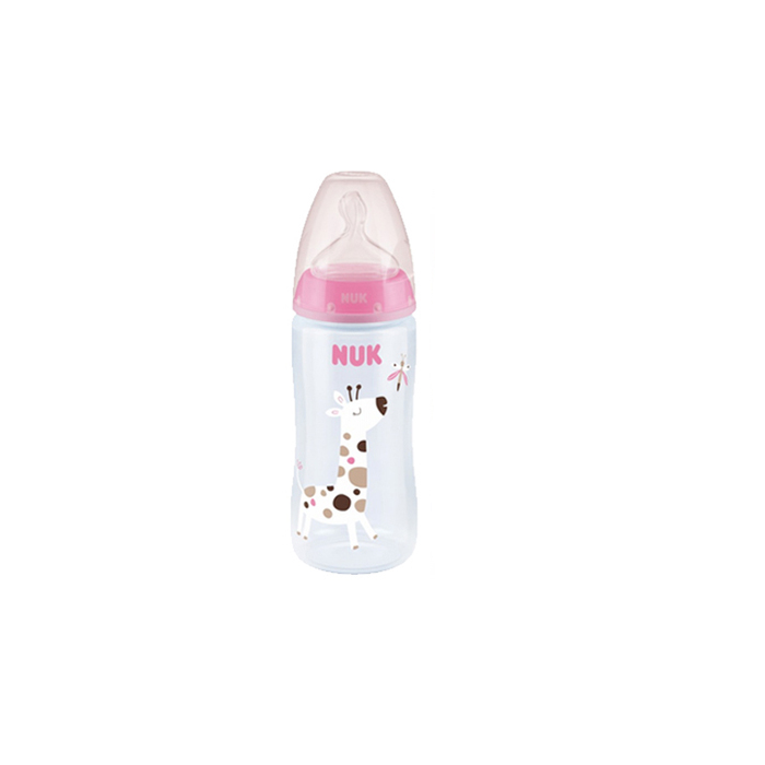 NUK CHOICE BIBERÓN SILICONA INDICADOR TEMPERATURA JIRAFA 0-6M 300 ML