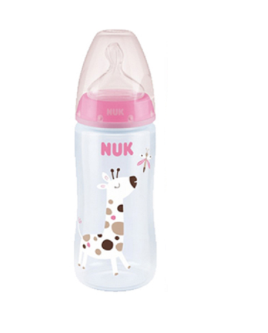 NUK CHOICE BIBERÓN SILICONA INDICADOR TEMPERATURA JIRAFA 0-6M 300 ML