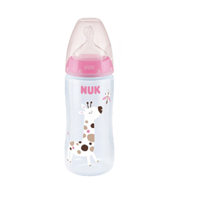 NUK BIBERÃO CHOICE SILICONE INDICAÇÃO TEMPERATURA GIRAFA 0-6M 300 ML