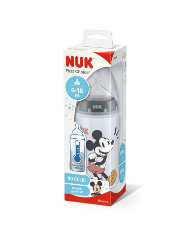 NUK BIBERÓN FIRST CHOICE MICKEY GRIS 6-18M 300 ML