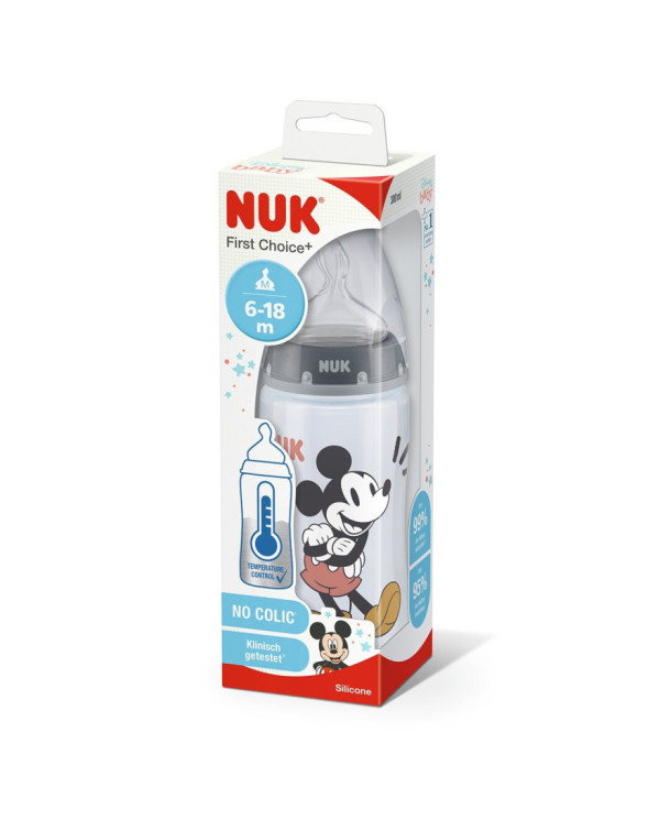 NUK FIRST CHOICE MICKEY BIBERÃO CINZA 6-18M 300 ML