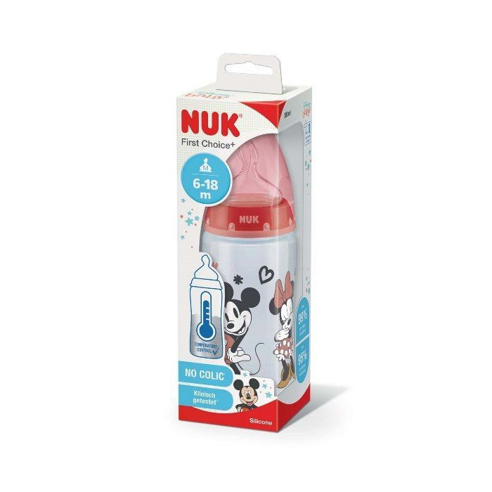 NUK FIRST CHOICE MINNIE BIBERÃO VERMELHO 6-18M 300 ML