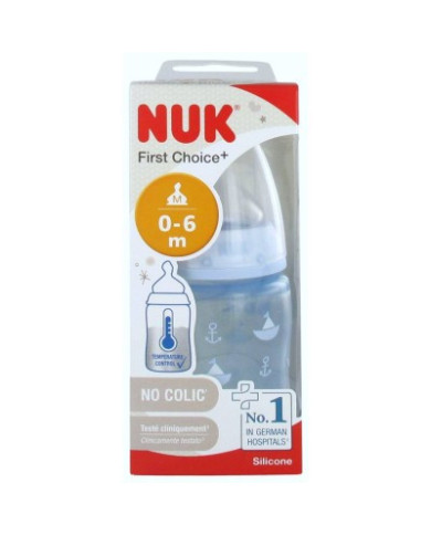 NUK BIBERÓN DE SILICONA AZUL FIRST CHOICE ROSE & BLUE 0-6m 150ML