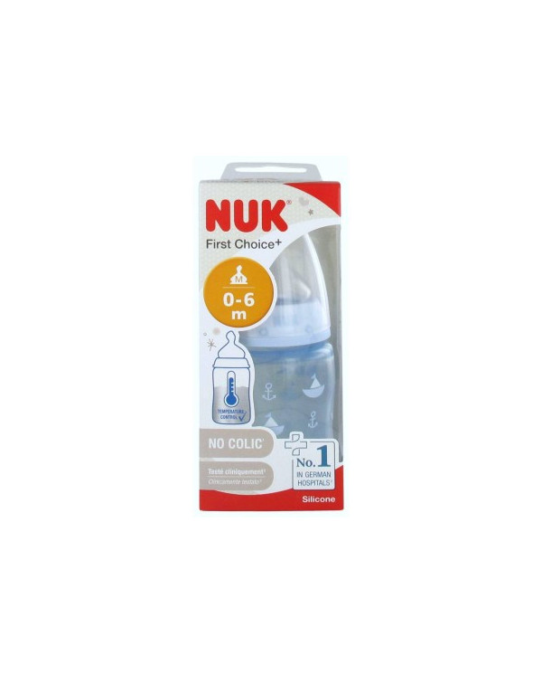 NUK BIBERÓN DE SILICONA AZUL FIRST CHOICE ROSE & BLUE 0-6m 150ML