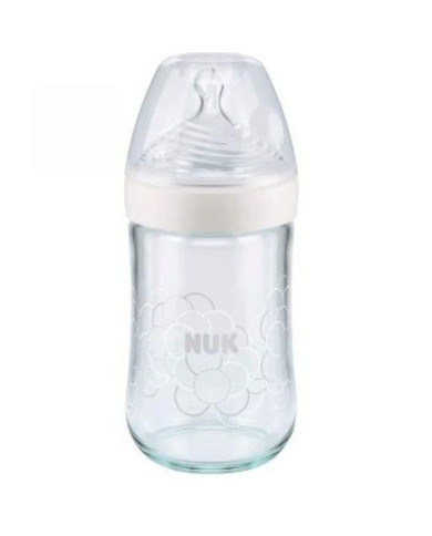 NUK NATURE SENSE BIBERÃO VIDRO TETINA SILICONE M BRANCO 150ml