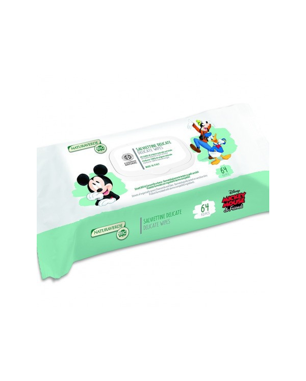 MICKEY MOUSE TOALHITAS DELICADAS NATURAVERDE 64UNID