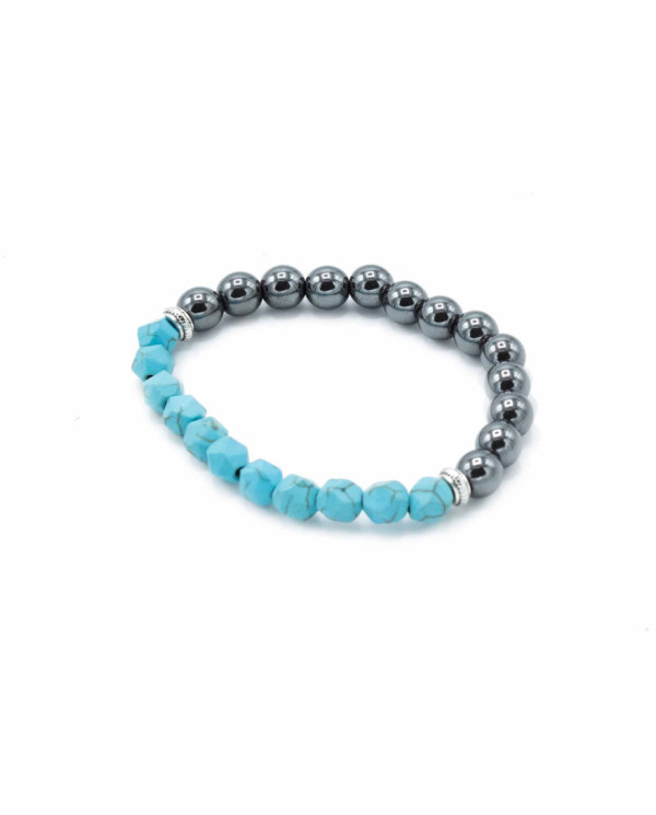 PULSEIRA PEDRA PRECIOSAS TALHADAS - TURQUESA -  MAGNÉTICO 1UNID