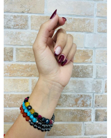 PULSERA CON PIEDRAS TALLADAS- AMATISTA- MAGNÉTICA 1 UNIDAD