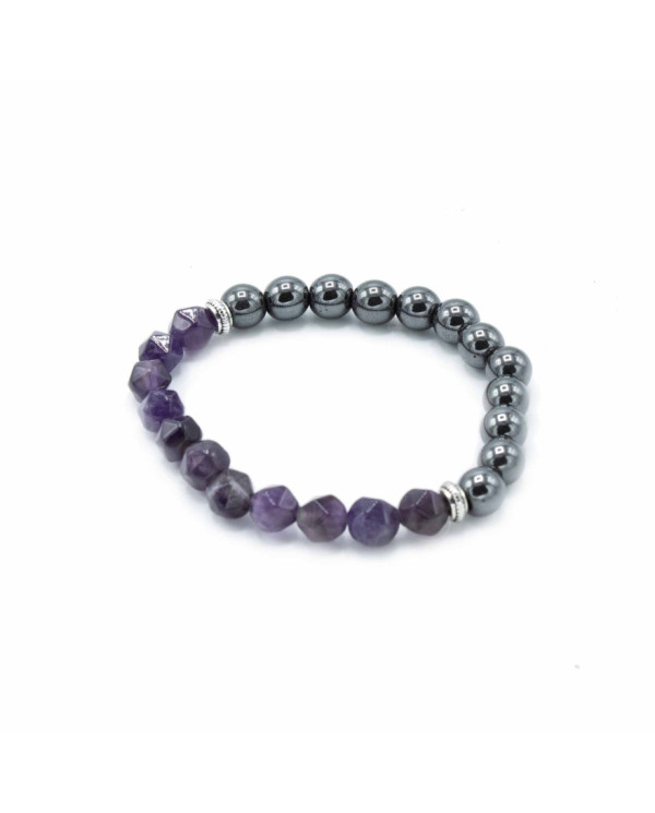 PULSEIRA PEDRA PRECIOSAS TALHADAS - AMETISTA -  MAGNÉTICO 1UNID