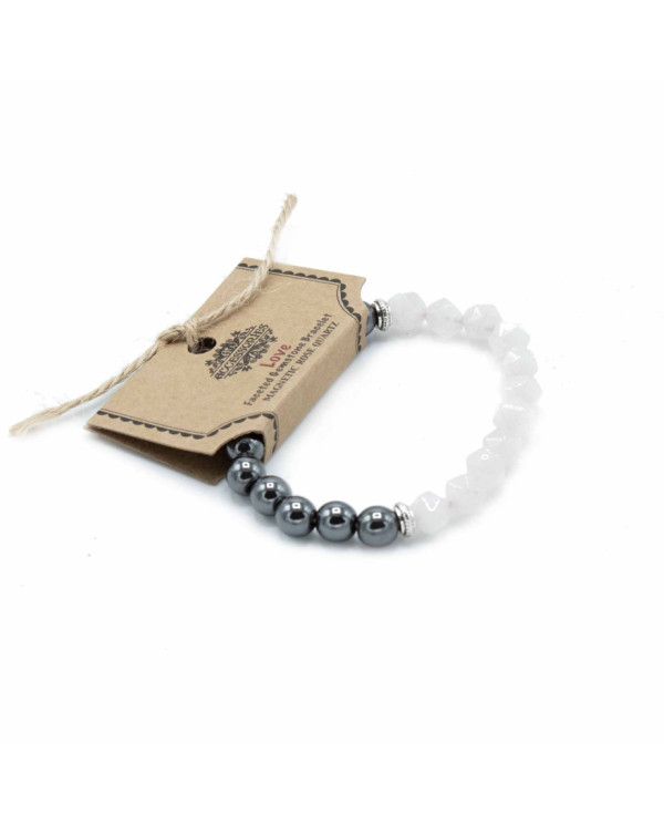 PULSEIRA PEDRA PRECIOSAS TALHADAS - QUARTZO ROSA -  MAGNÉTICO 1UNID