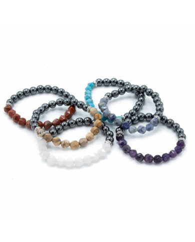 PULSEIRA PEDRA PRECIOSAS TALHADAS - OLHO TIGRE -  MAGNÉTICO 1UNID