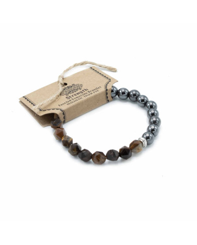 PULSEIRA PEDRA PRECIOSAS TALHADAS - OLHO TIGRE -  MAGNÉTICO 1UNID