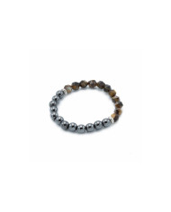 PULSERA CON PIEDRAS PRECIOSAS TALLADAS  -OJO DE TIGRE - MAGNÉTICA - 1 UNIDAD