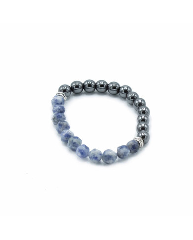 PULSERA CON PIEDRAS PRECIOSAS TALLADAS  - SODALITA - MAGNÉTICA - 1 UNIDAD