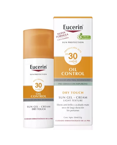 EUCERIN SUN GEL-CREMA FACIAL OIL CONTROL TOQUE SECO FPS30 50ML