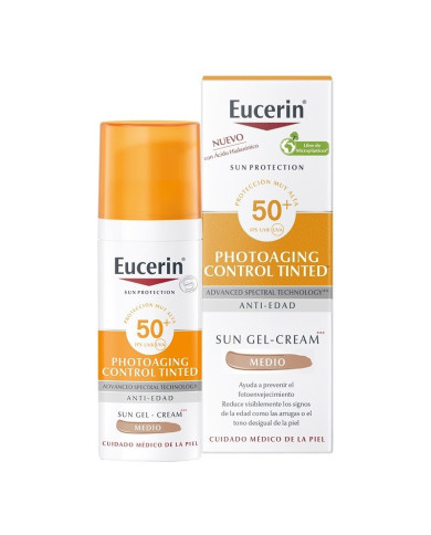 EUCERIN FLUIDO ROSTRO SOLAR ANTI-EDAD COLOR TONO MEDIO SPF50 50ML