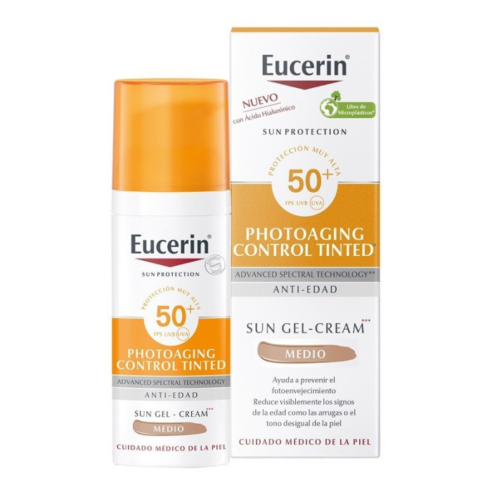 EUCERIN FLUIDO ROSTRO SOLAR ANTI-EDAD COLOR TONO MEDIO SPF50 50ML
